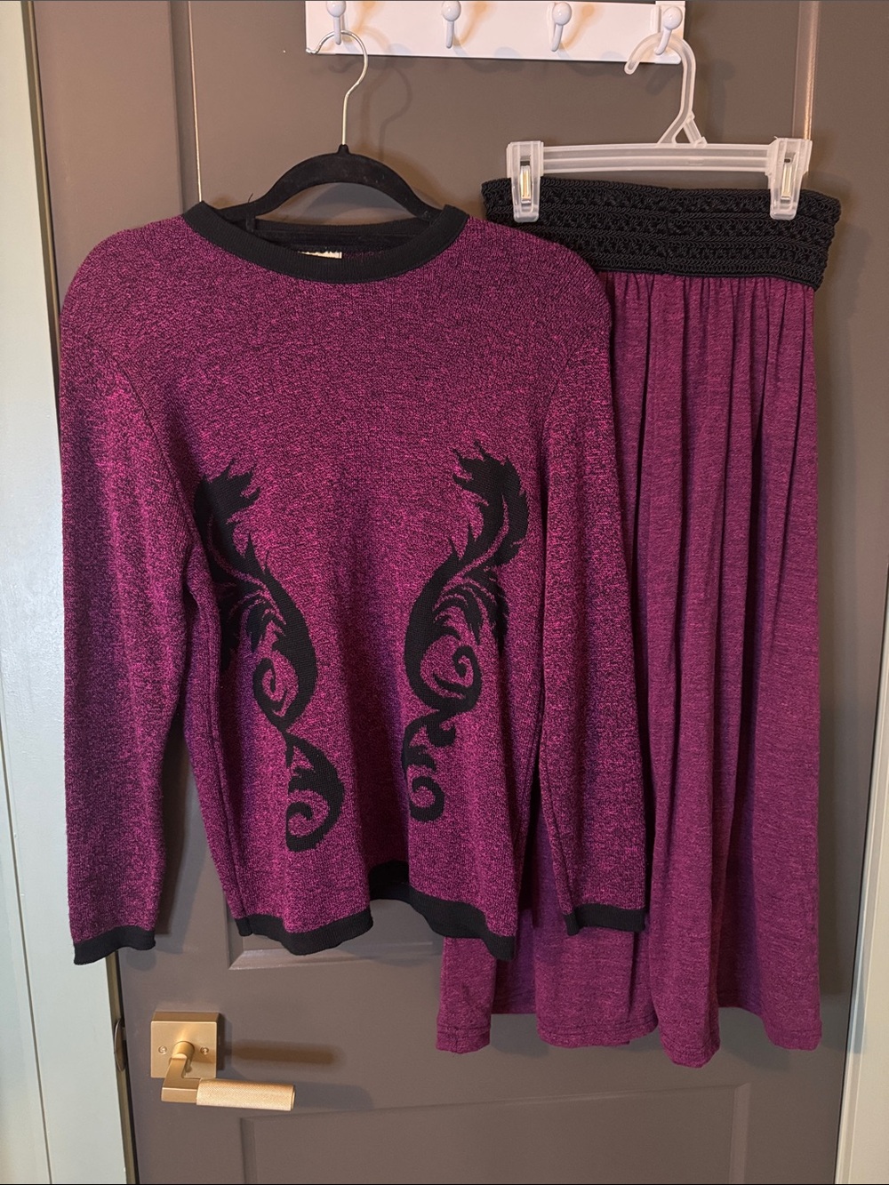 Vintage women’s matching set - sweater/skirt, wool blend, made in Finland
